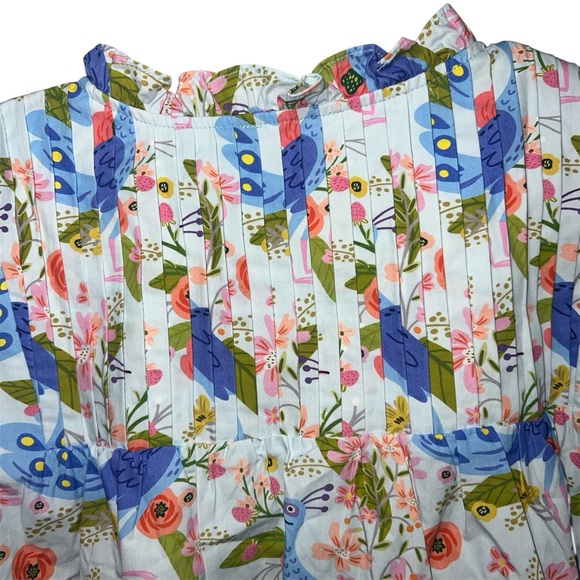 Sincerely Ours Womens Ruffled‎ Blouse Small Peacock Blue Print - Picture 3 of 6